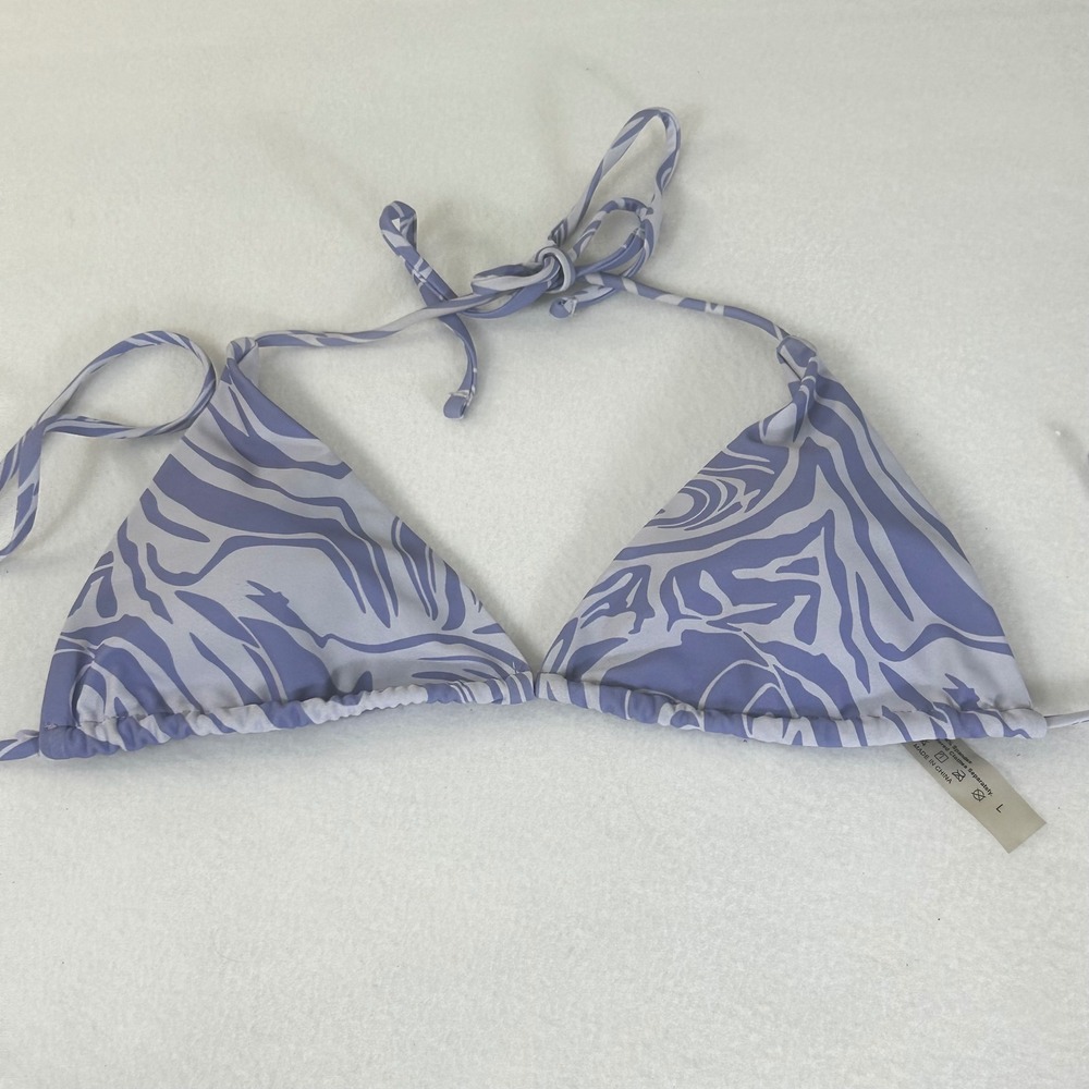 Purple Swirl Zebra Print Triangle String Bikini Swimsuit Set Women's Size L - Picture 4 of 7